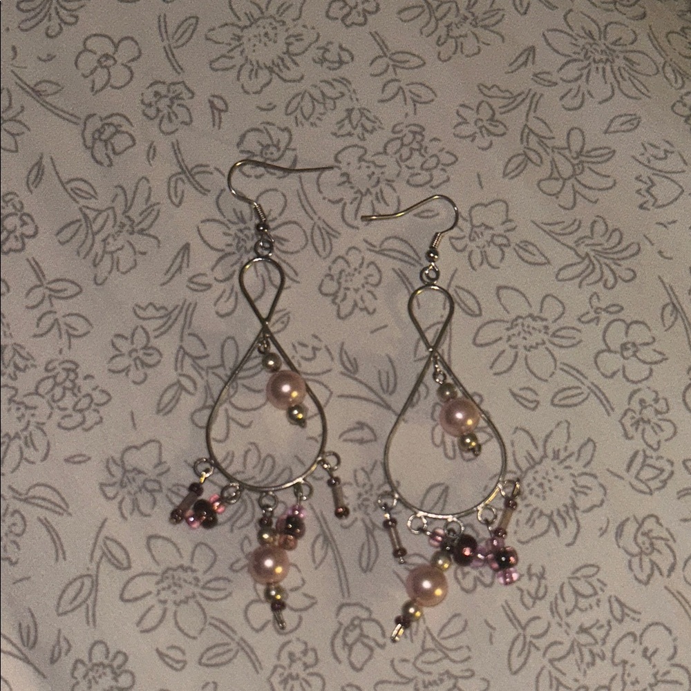 Elegant Silver and Purple Dangle Earrings